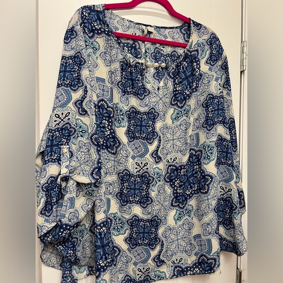 Cato Tops - Cato 26/28w blue print top